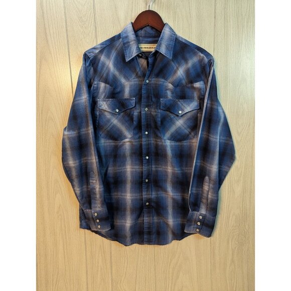Bit and Bridle Mens Shirt M Pearl Snap Flannel Long Sleeve South Western Plaid - Picture 1 of 7